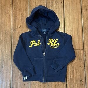 Polo Ralph Lauren Boys Zippy Up Jacket Sweatshirt 3T Toddler Hood Navy EUC